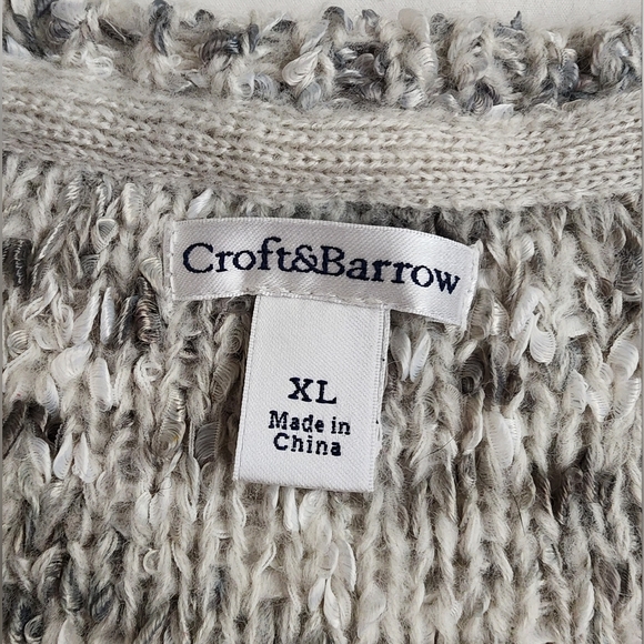 Croft & Barrow V Neck Marled Sweater Women's XL White Black - Picture 7 of 11